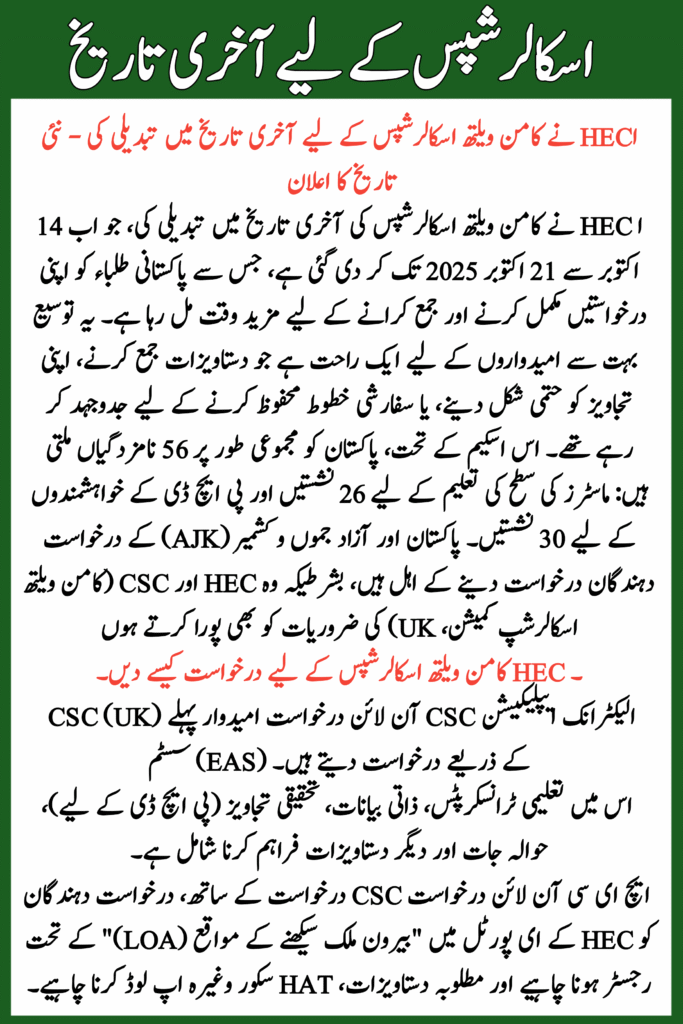 Deadline for Commonwealth Scholarships